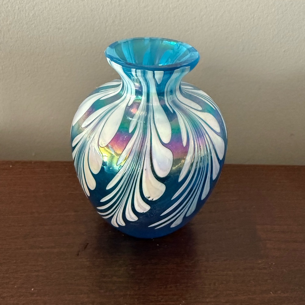 Vintage Blue and White Swirl Bud Vase